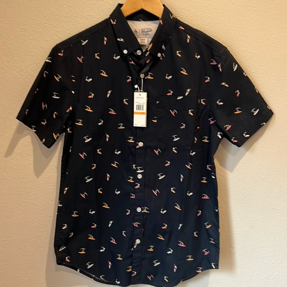 Penguin short sleeved button up shirt - S